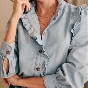 NWT Sezane Denim Eva Shirt